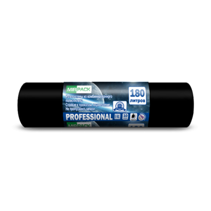 Мирпак PROFESSIONAL, мешки для мусора 180 л / 10 шт, 30 мкм