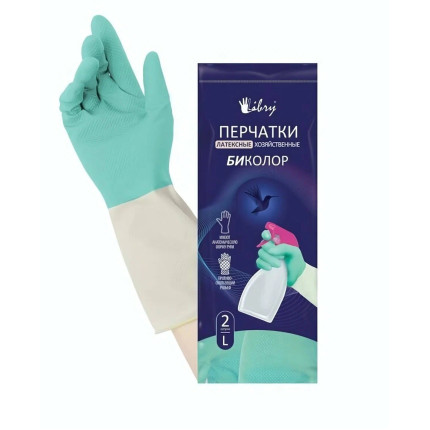 Перчатки хозяйственные сверхпрочные Libry мятно-белые, 1 пара